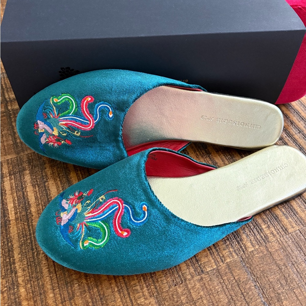 Chinoiserie No.19 slippers, size 10